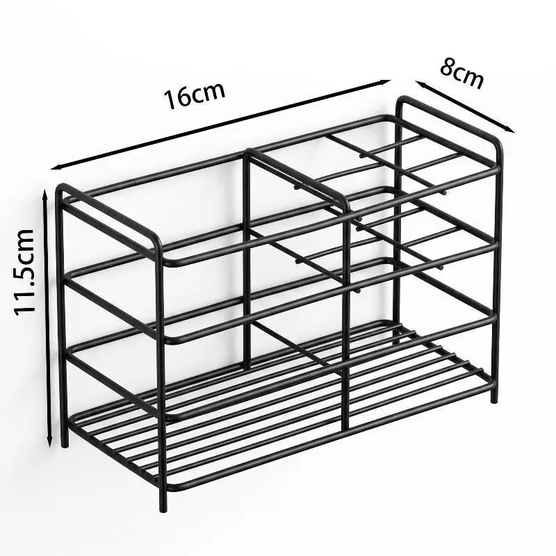Black Metal 3-Compartment Countertop Storage Organizer Rack Countertop Storage Rack Nixie A4