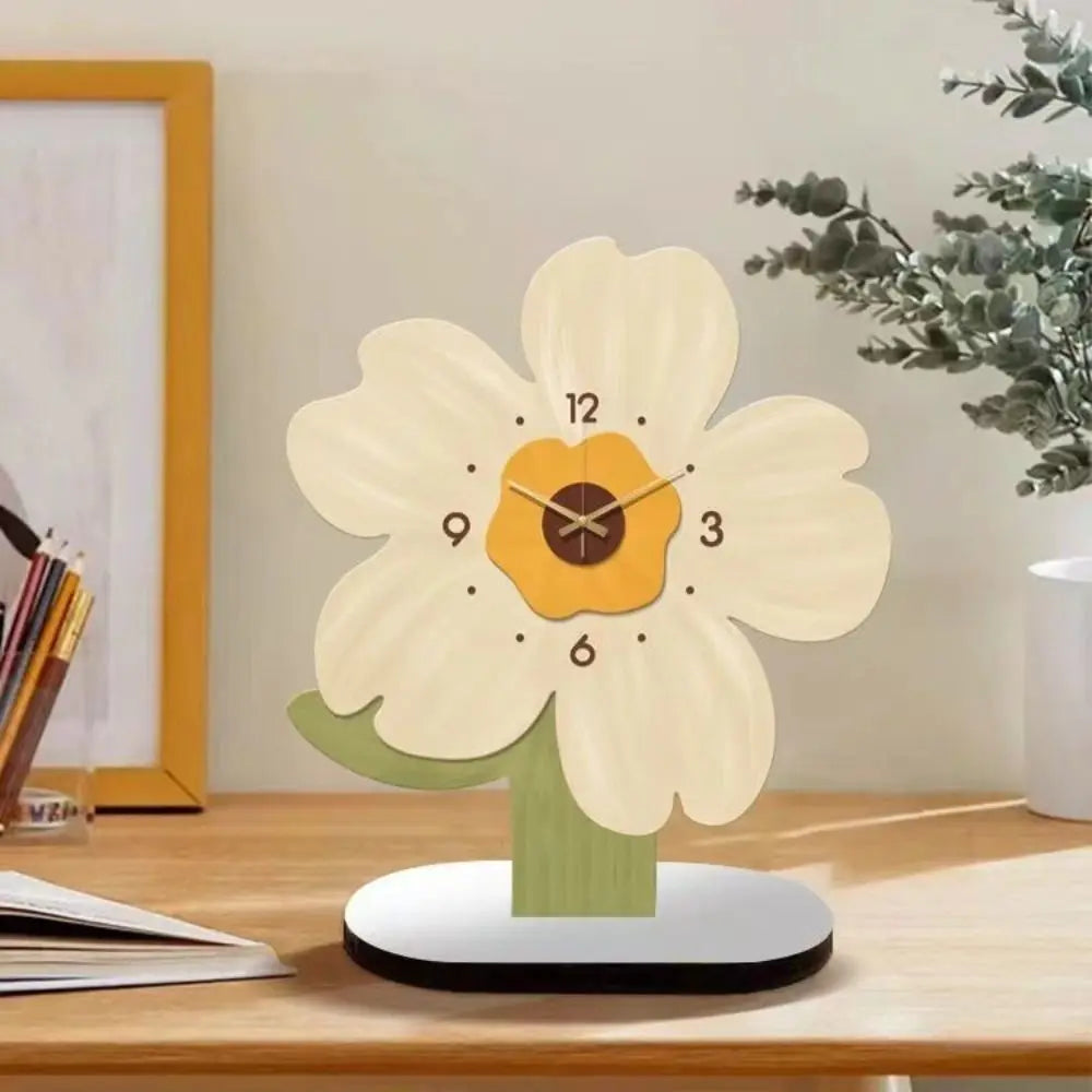 Cute Tulip Floral Digital Desk Clock – Silent Tabletop Clock