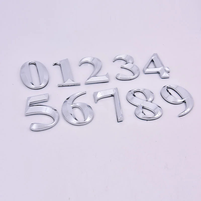 Self-Adhesive Chrome House Door Number Sign Sticker 7x4.5cm Door Number Sign Nixie