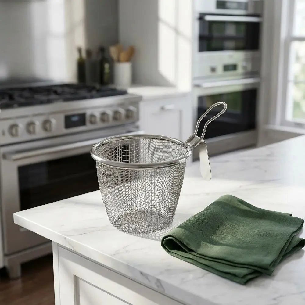 304 Stainless Steel Fine Mesh Fry Basket with Handle | 2 Sizes Fry Basket Nixie
