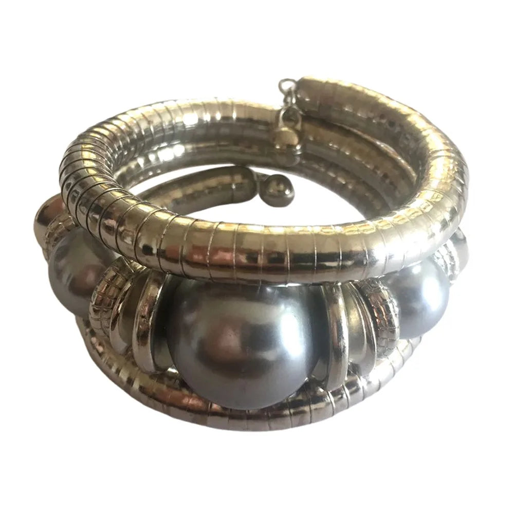 Snake Bangle Stackable Multi-Layer Bracelet Gold & Silver Alloy