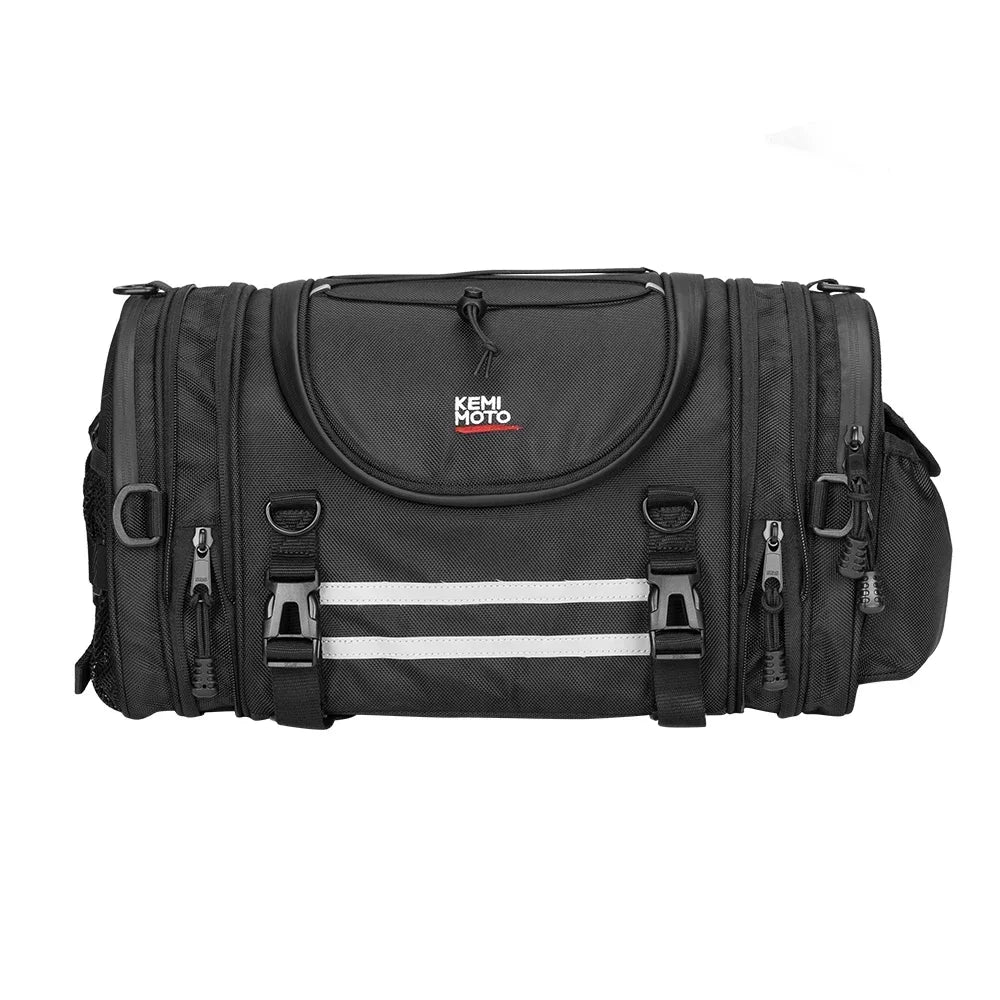 KEMITOUR 18-20L Expandable Motorcycle Sissy Bar Tail Bag Motorcycle Tail Bag Nixie Black