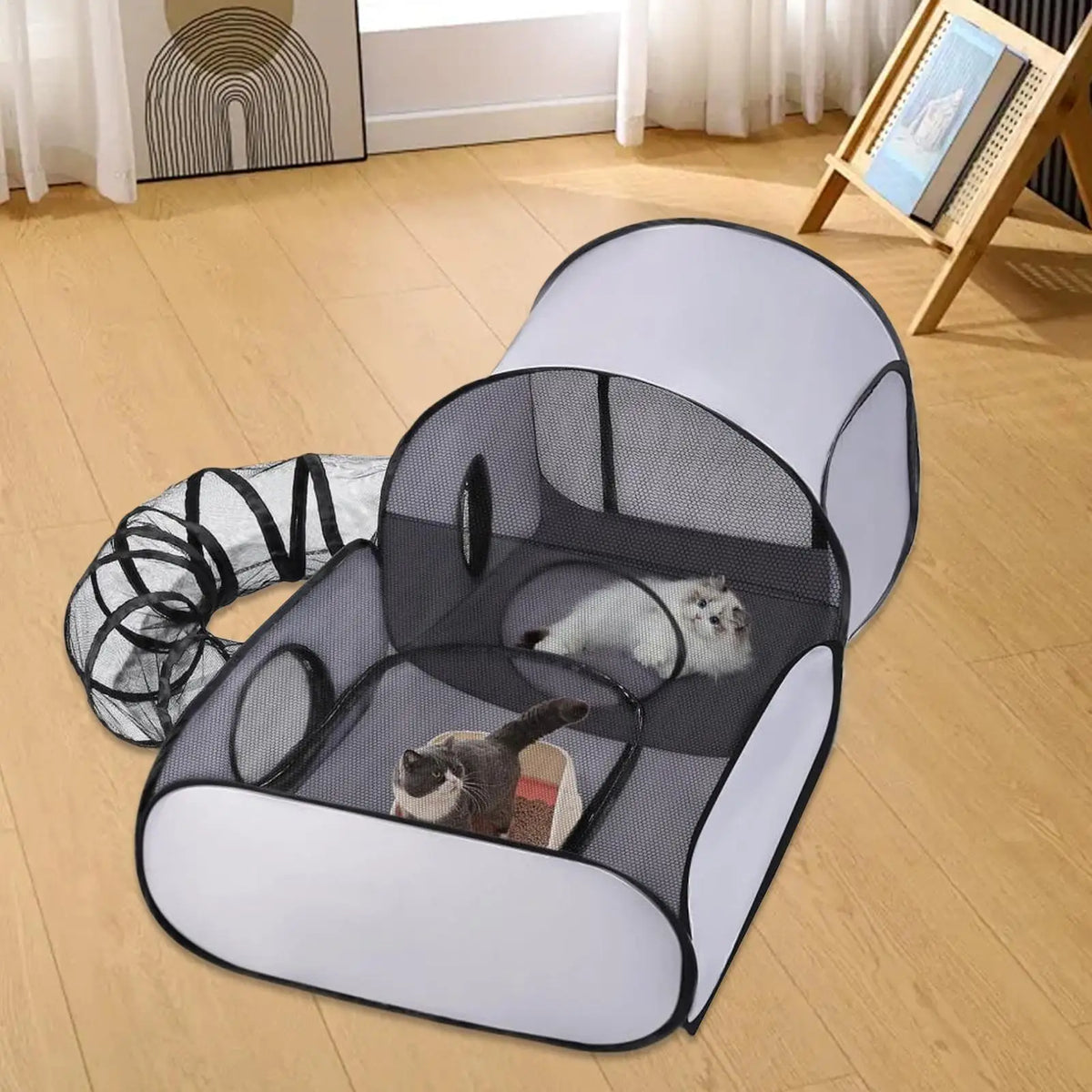 Foldable Cat Tent with Tunnel – Large Pet Playpen for Cats & Dogs Cat Playpen Tent Nixie