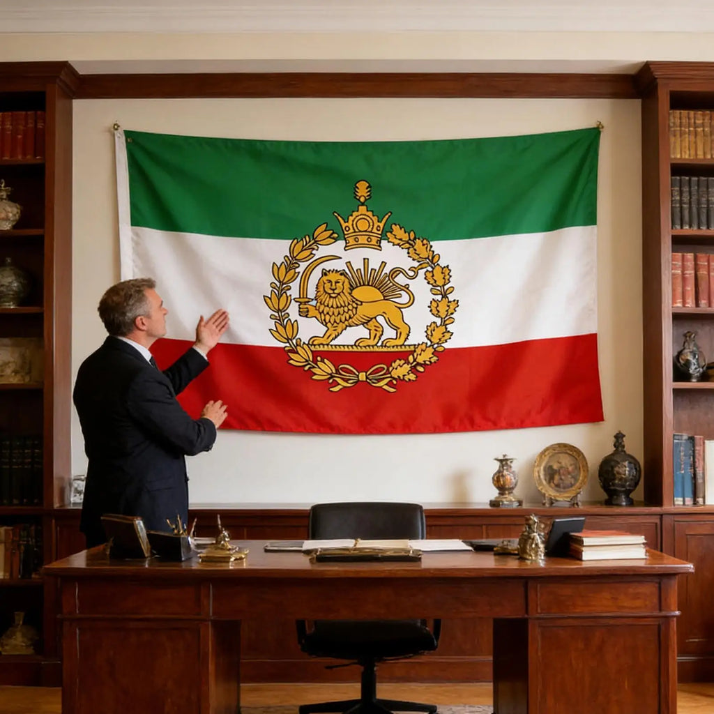 Historic Iran Lion & Sun Flag 90x150cm – Indoor & Outdoor Décor Decorative Flag Nixie