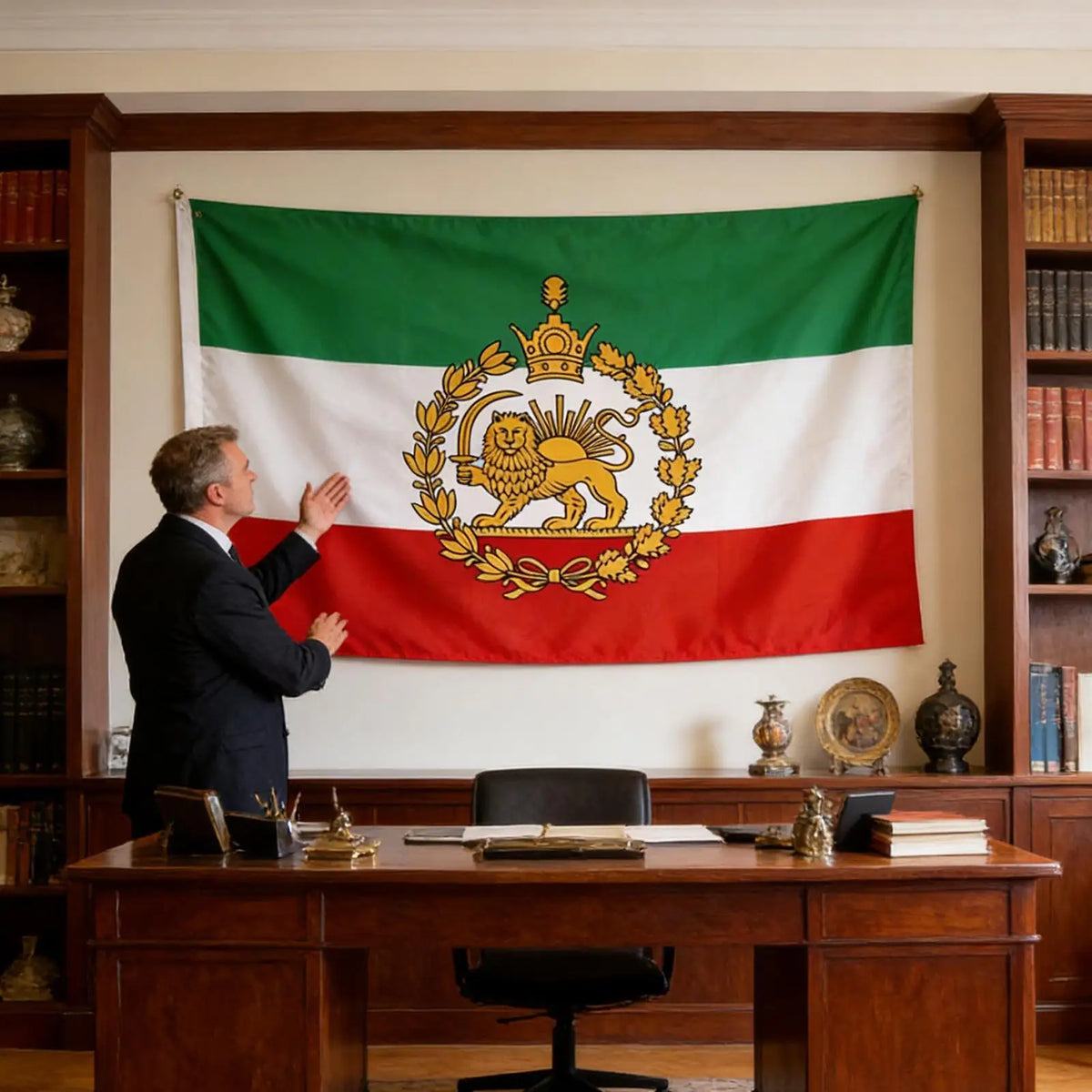 Historic Iran Lion & Sun Flag 90x150cm – Indoor & Outdoor Décor Decorative Flag Nixie