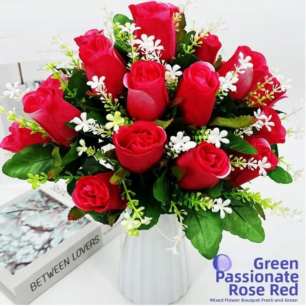18-Head Artificial Rose Bouquet | 8 Colors | Home Decor Gift Artificial Flower Bouquet Nixie