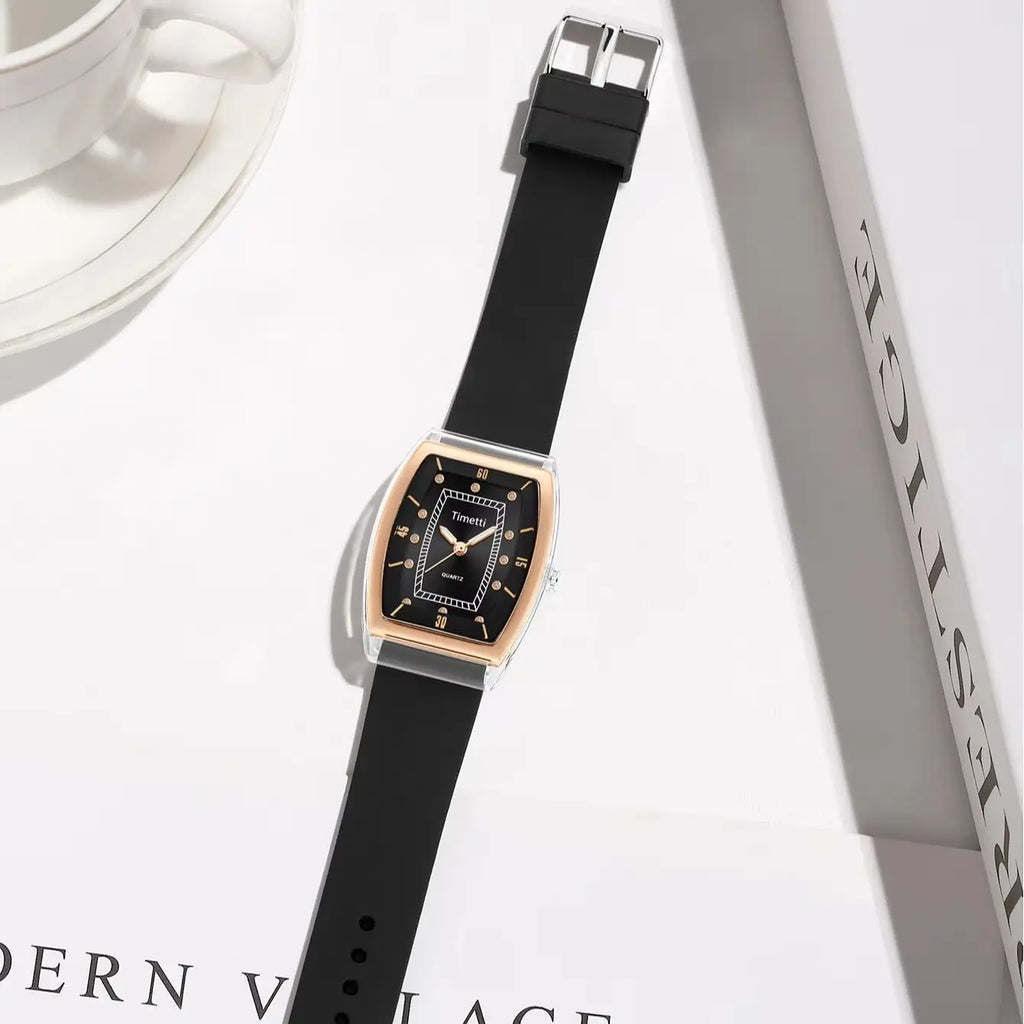 Timetti Retro Korean-Style Quartz Watch – Silicone Band Quartz Fashion Watch Nixie
