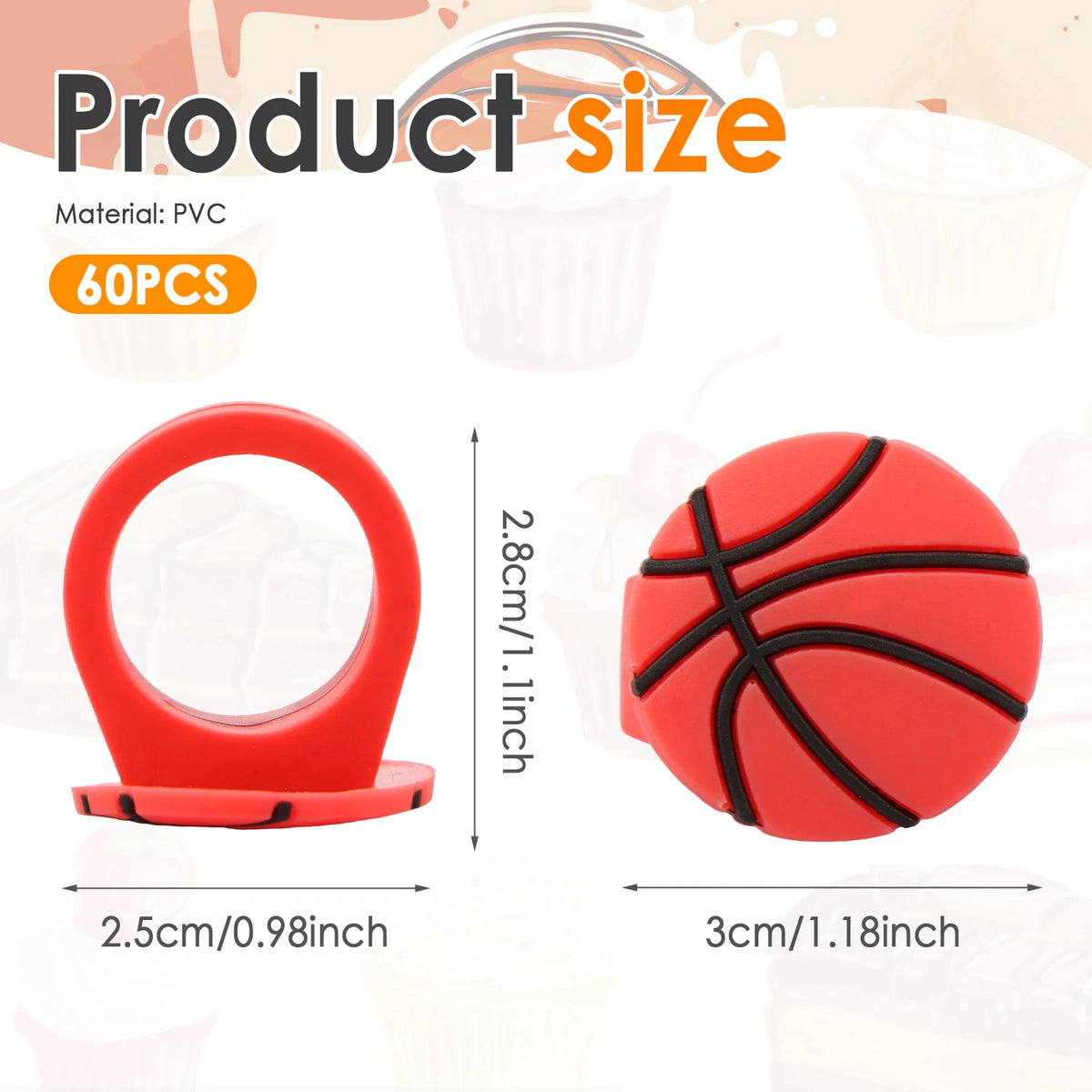 60 Pcs Sports Cupcake Topper Rings – Football, Basketball & Rugby Cupcake Topper Rings Nixie A