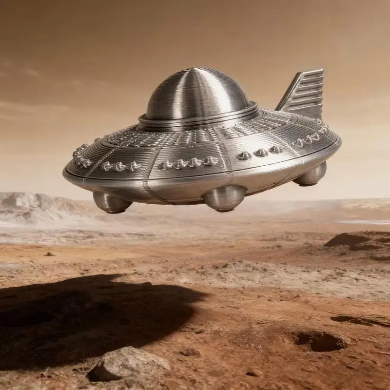 3D Printed UFO Figurine Retro Sci-Fi Alien Spaceship Desk Ornament Sci-Fi Desk Figurine Nixie