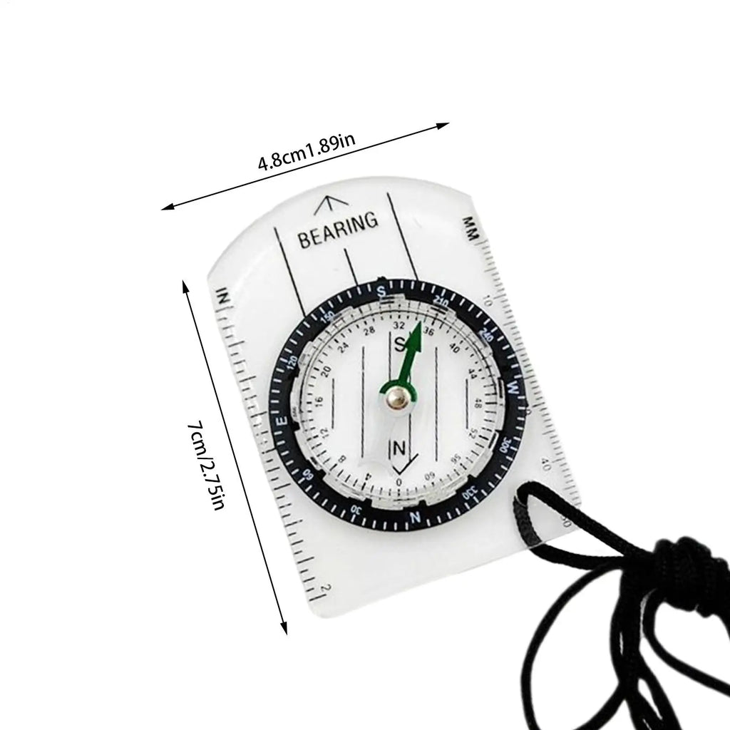 Mini Transparent Compass Map Ruler – Hiking Camping Navigation