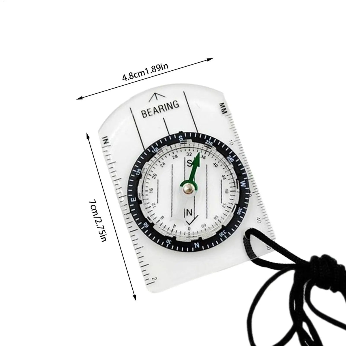 Mini Transparent Compass Map Ruler – Hiking Camping Navigation