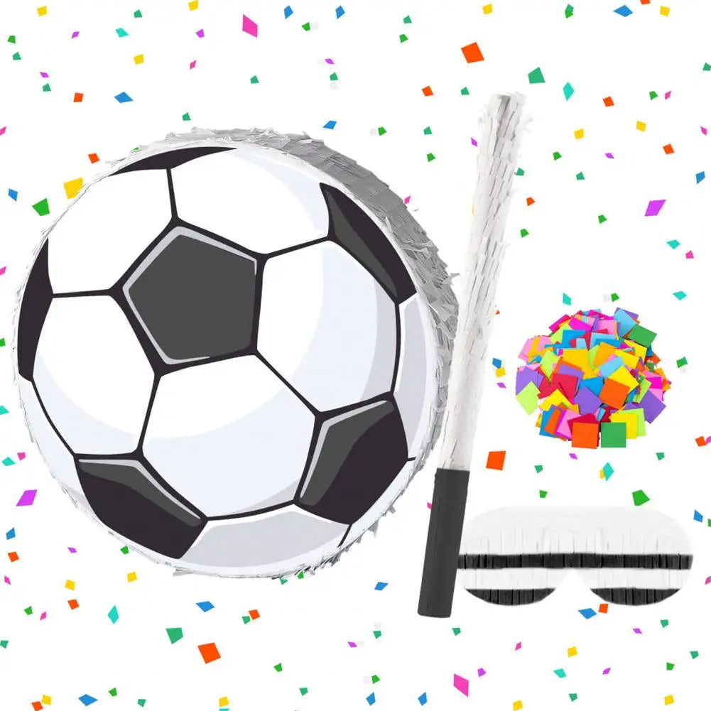 Soccer Ball Piñata Set with Stick, Blindfold & Confetti Kids Party Piñata Nixie