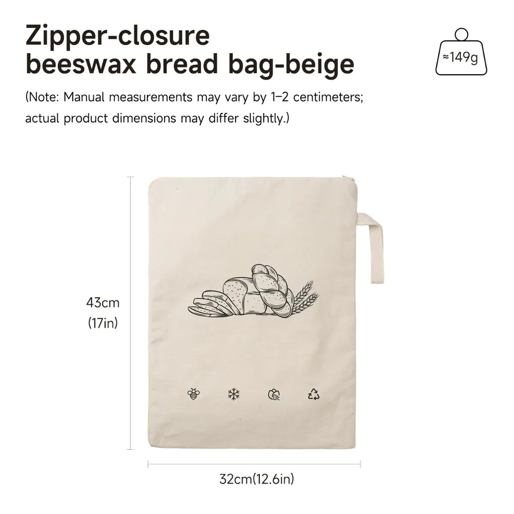 Reusable Beeswax Bread Bags – Double Cotton L-Zipper Beeswax Bread Bag Nixie
