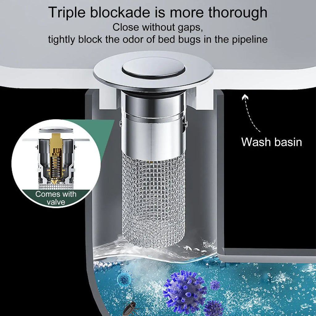 Stainless Steel Pop-Up Sink Drain Stopper & Hair Catcher Sink Drain Stopper Nixie