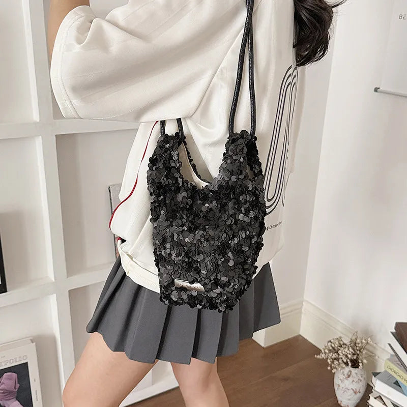 Korean Sequin Bucket Bag – Mini Crossbody Shoulder Bag Crossbody Shoulder Bag Nixie