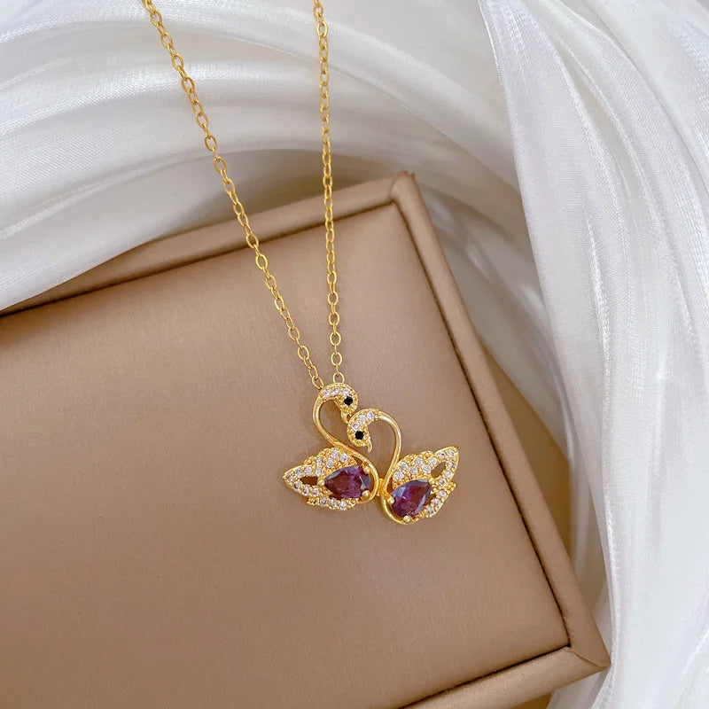 Swan Duckling Pendant Necklace – Dainty Gold Clavicle Chain Pendant Necklace Nixie