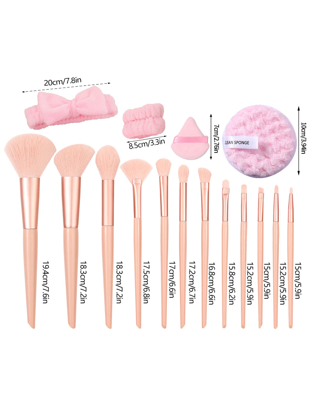 18-Piece Pink Makeup Brush & Beauty Tool Set with Puffs Makeup Brush Set Nixie