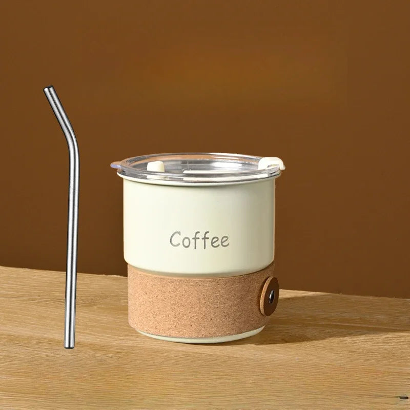 304 Stainless Steel Travel Coffee Tumbler with Straw & Lid Travel Coffee Tumbler Nixie Khaki