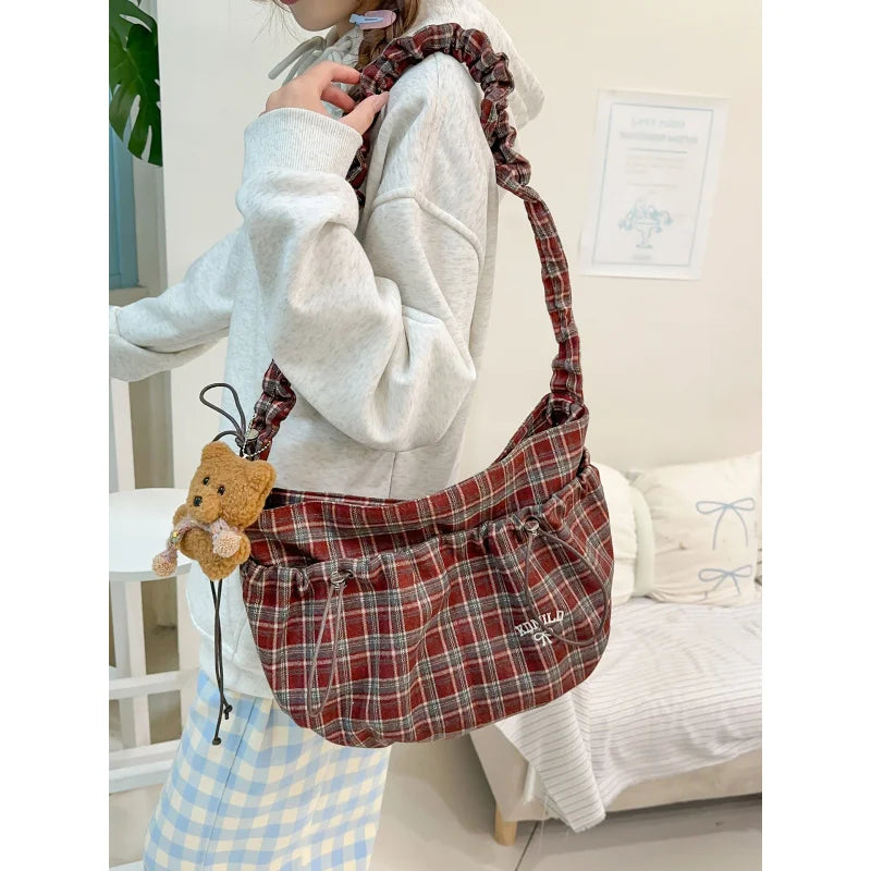Vintage Plaid Crossbody Bag – Large Capacity Women's Shoulder Bag Crossbody Shoulder Bag Nixie