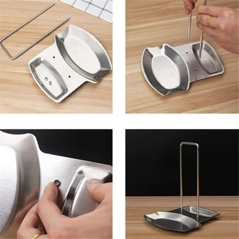 Stainless Steel Pot Lid & Spoon Holder Drain Rack Kitchen Kitchen Lid Rack Nixie