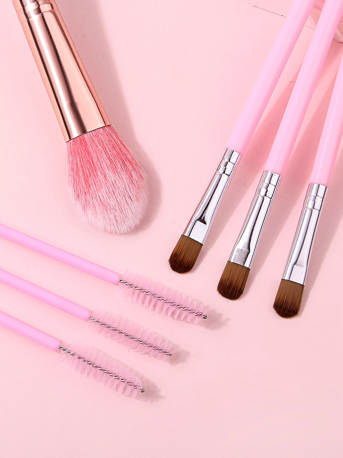 7-Piece Pink Makeup Brush Set – Blush, Eye & Brow Brushes Makeup Brush Set Nixie