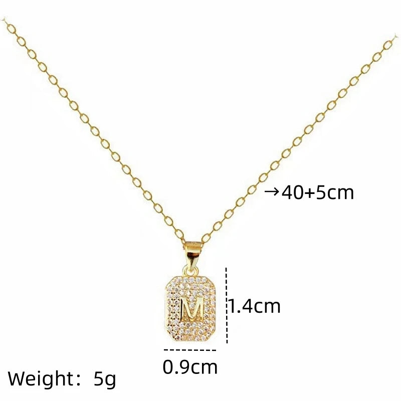 M Letter Zircon Pendant Necklace – Gold & Silver Choker Initial Pendant Necklace Nixie