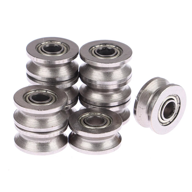 10Pcs V Groove Sealed Ball Bearing Guide Track Roller Bearings Guide Track Bearing Nixie