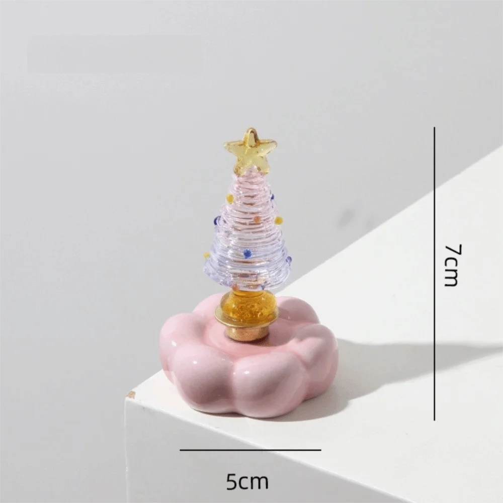 Glass Christmas Tree Figurine with Rotating Display Base