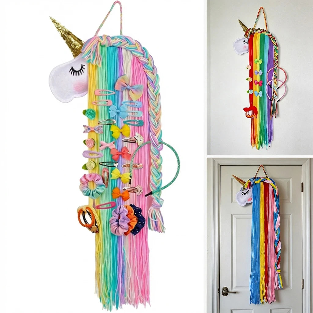 Rainbow Unicorn Hair Clip Organizer Wall Hanging for Girls Hair Accessory Organizer Nixie