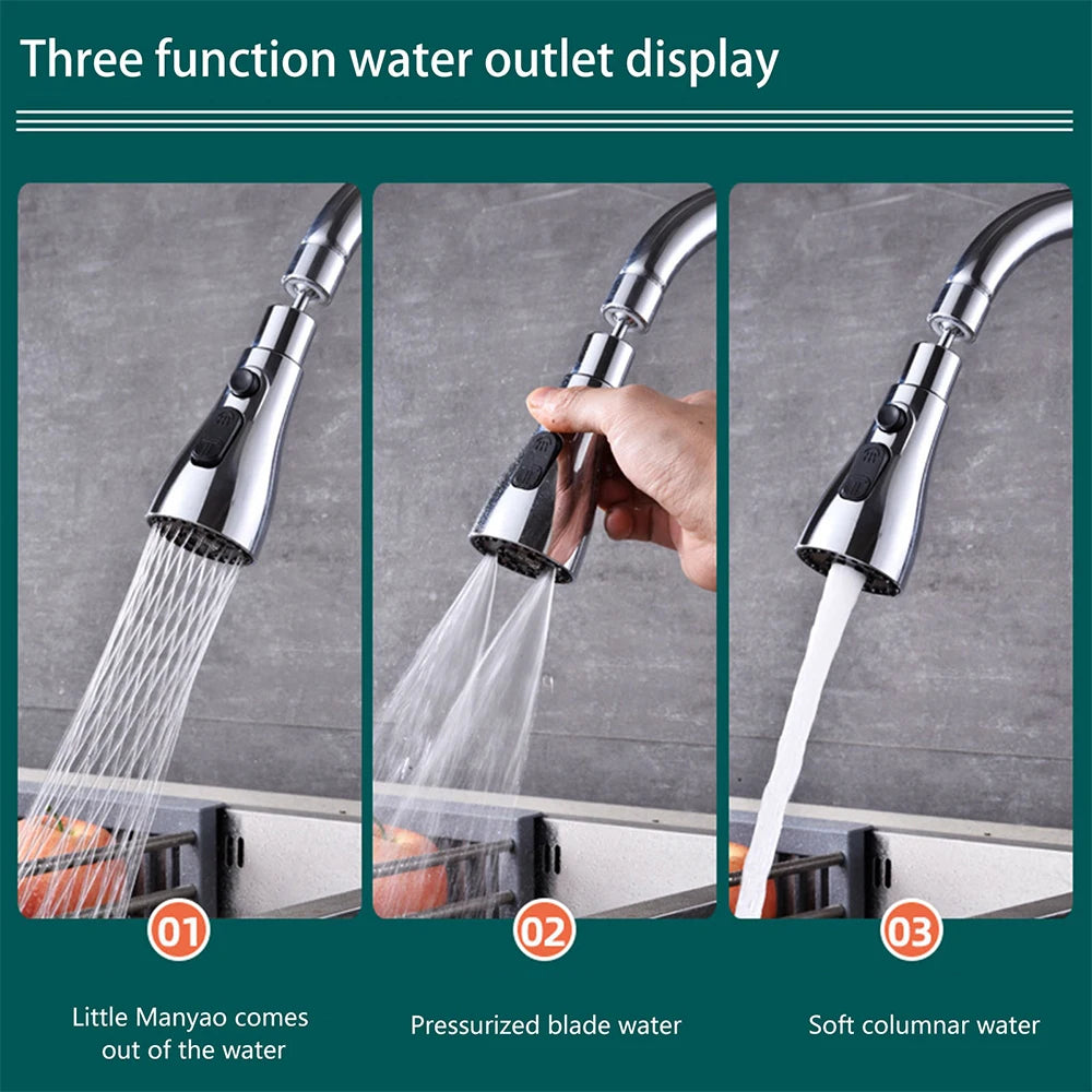 3-in-1 Kitchen Faucet Extender | 360° Rotate Pull-Out Tap Aerator Faucet Extender Aerator Nixie