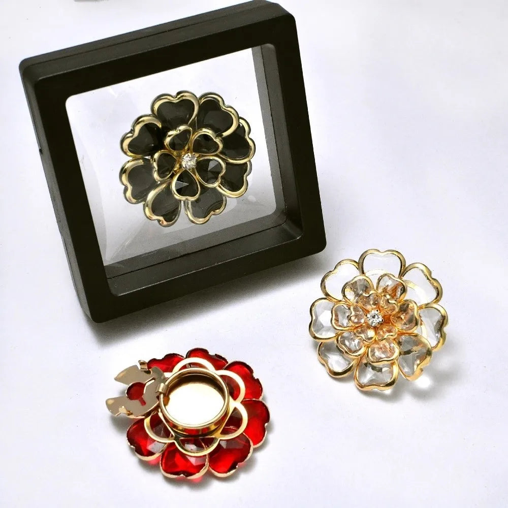 Rhinestone Floral Cufflink Brooch – Clip-On Shirt Button Cover Brooch Cufflink Nixie