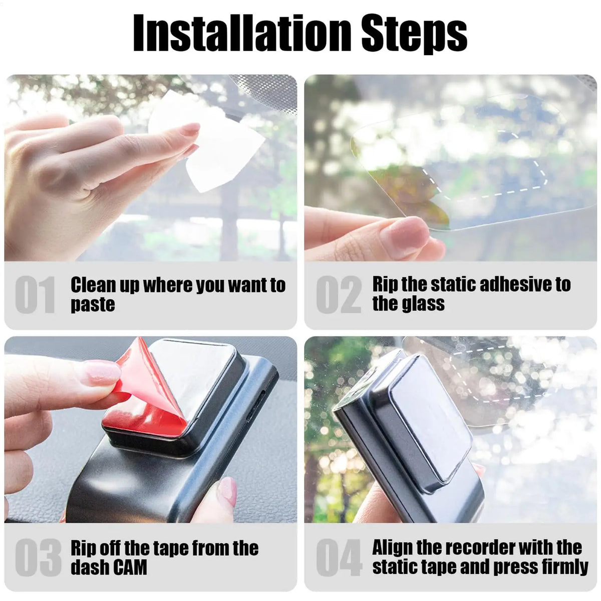 Dash Cam Windshield Electrostatic Stickers 6pc Transparent Film