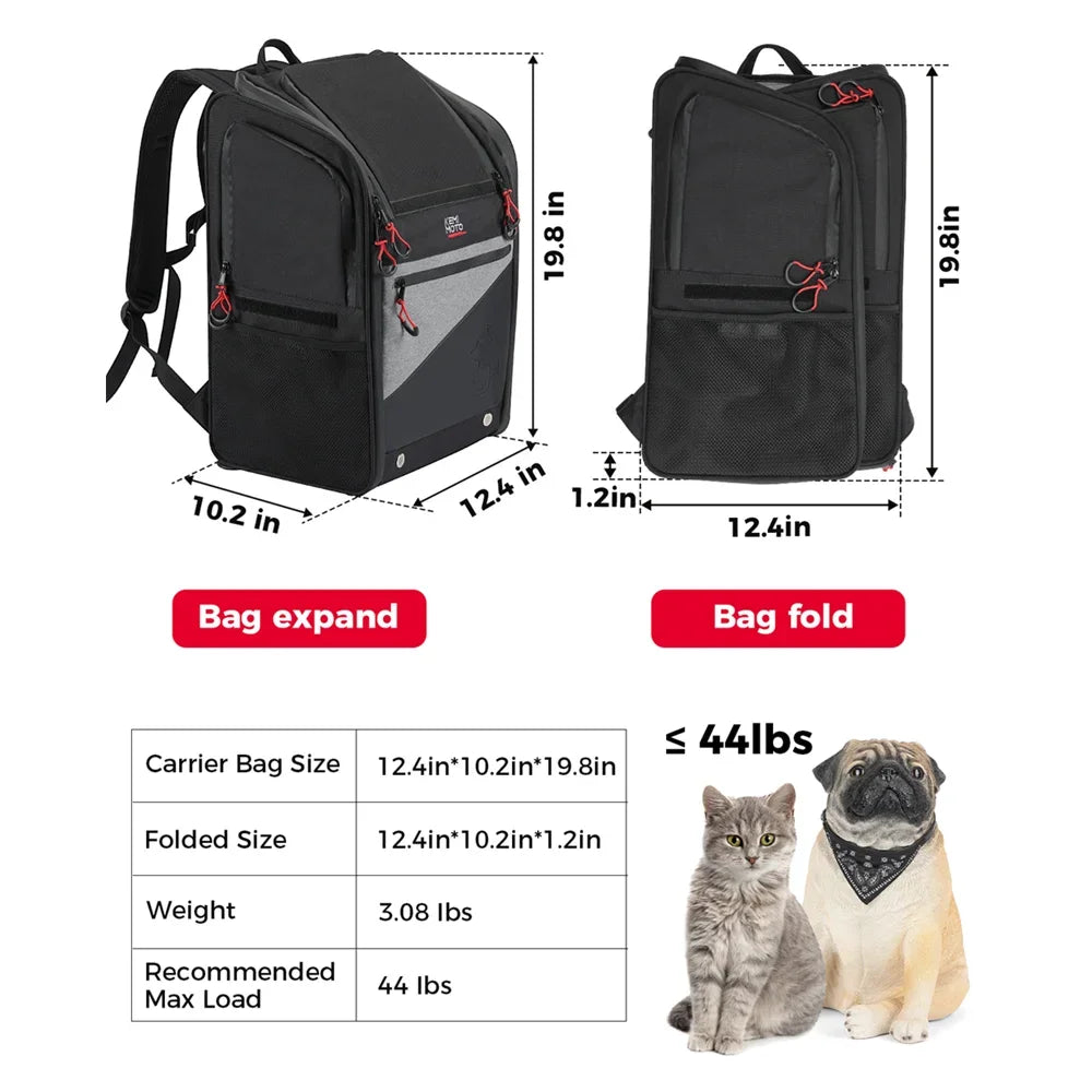 KEMITOUR Motorcycle Dog Cat Carrier Bag 20lbs Touring Backpack Motorcycle Pet Carrier Nixie