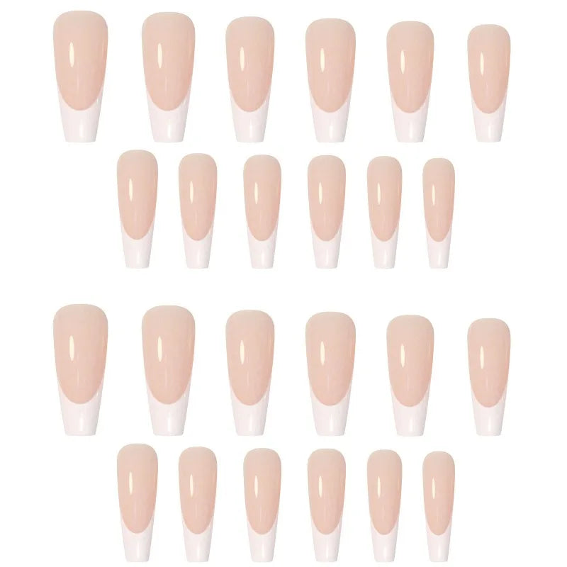 French Tip Press-On Nails L Size Gel Finish Pink Skin Tone