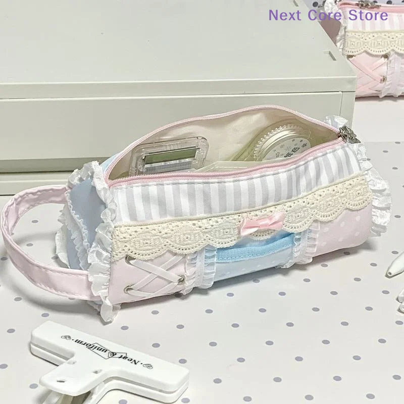 Cute Lace Pencil Case Large Capacity Stationery Pen Bag Pencil Case Nixie