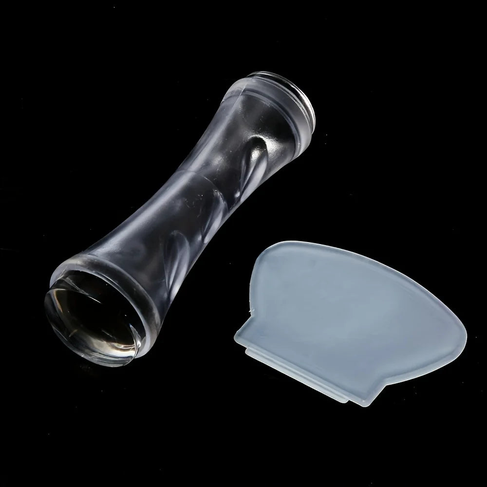 2PCS Dual-Ended Clear Silicone Nail Stamper Set with Scraper Nail Art Stamper Nixie