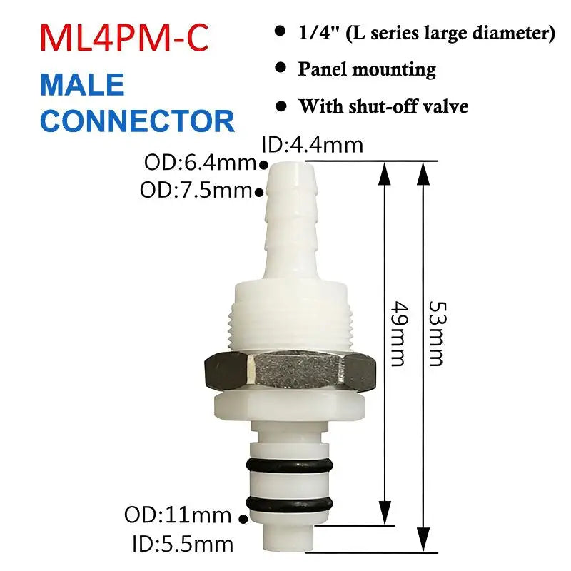 Quick Disconnect Hose Coupling 1/4 5/16 3/8 Valved Barb Connector Hose Quick Coupler Nixie ML4PM