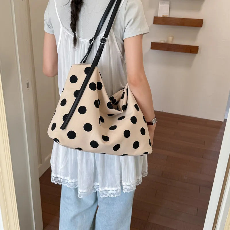 Vintage Polka Dot Cotton-Linen Shoulder Bag – Nixie Women's Shoulder Bag Nixie