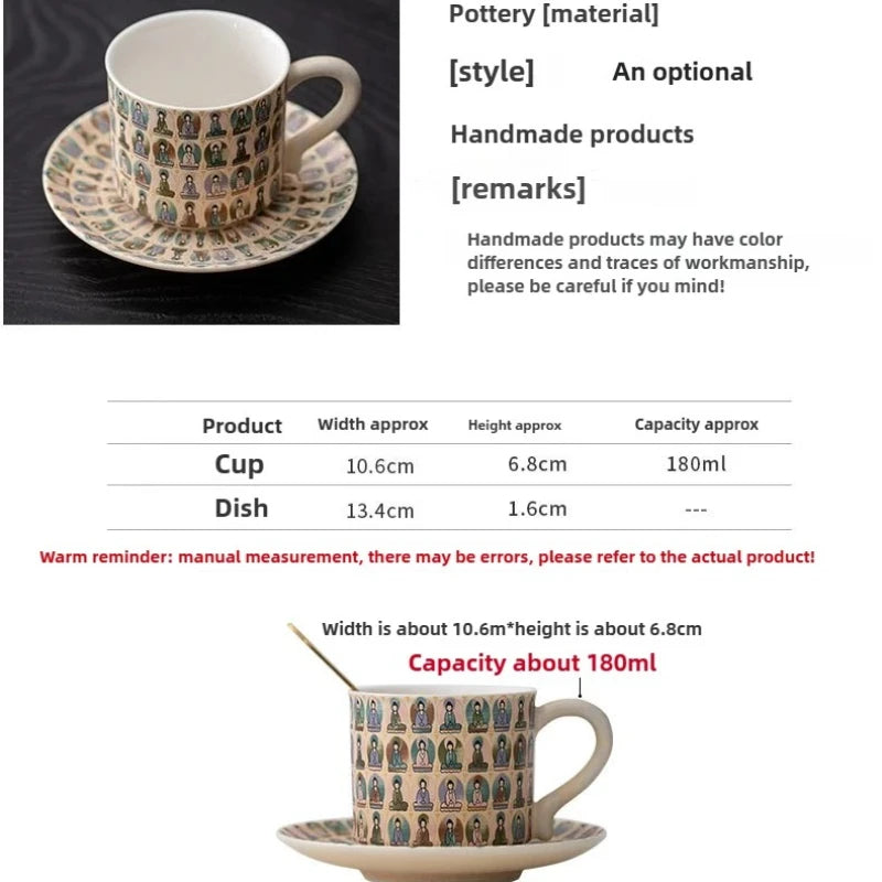 Dunhuang Thousand Buddha Ceramic Mug | Chinese Art Gift Cup Ceramic Art Mug Nixie