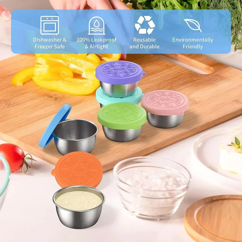 12pc 304 Stainless Steel Leakproof Food Containers & Dressing Cups Food Storage Containers Nixie