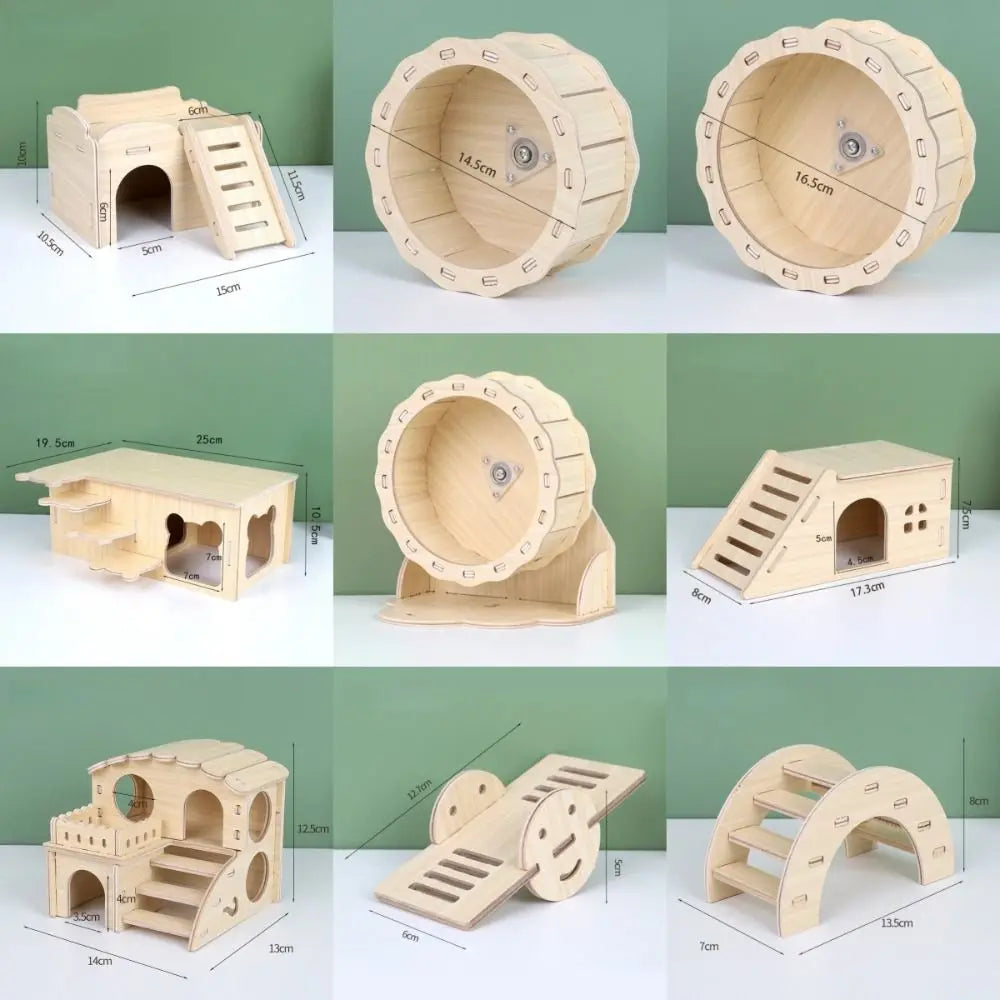 Wooden Hamster Villa – Seesaw, Swing & Climb Cage Toy Small Pet Cage Toy Nixie
