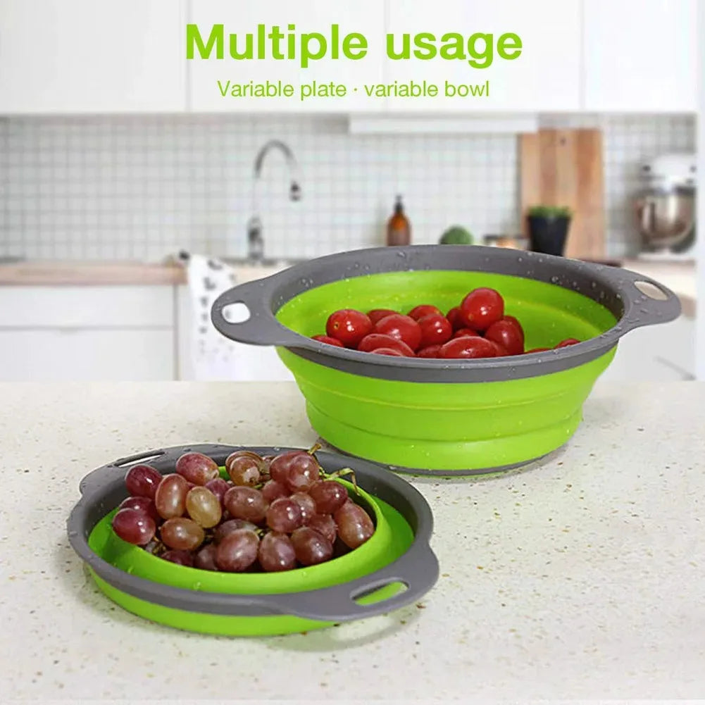 Collapsible Silicone Drain Basket – Foldable Colander Strainer Collapsible Colander Nixie