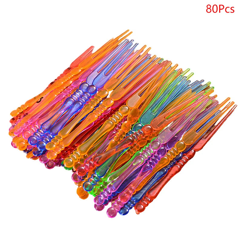 80pcs Disposable Mini Plastic Forks for Party, BBQ & Fruit
