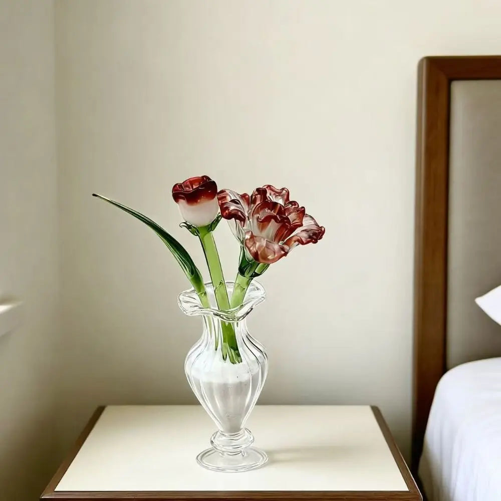 Handmade Colored Glaze Glass Flower Bouquet | Floral Sculpture