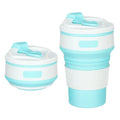 350ml Collapsible Silicone Travel Cup with Lid | Foldable Mug Collapsible Travel Mug Nixie Blue-White