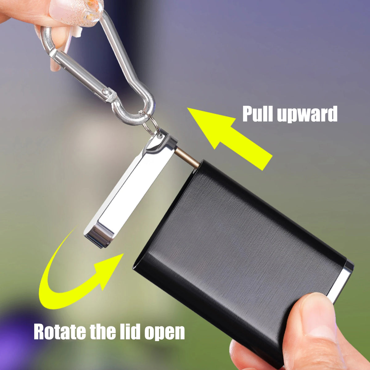 Portable Metal Pocket Ashtray with Lid & Carabiner for Travel Portable Pocket Ashtray Nixie