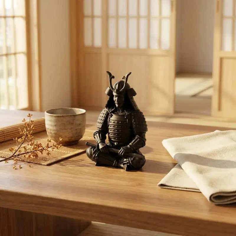 3D Printed Mini Samurai Statue – Sitting Figurine Desktop Décor