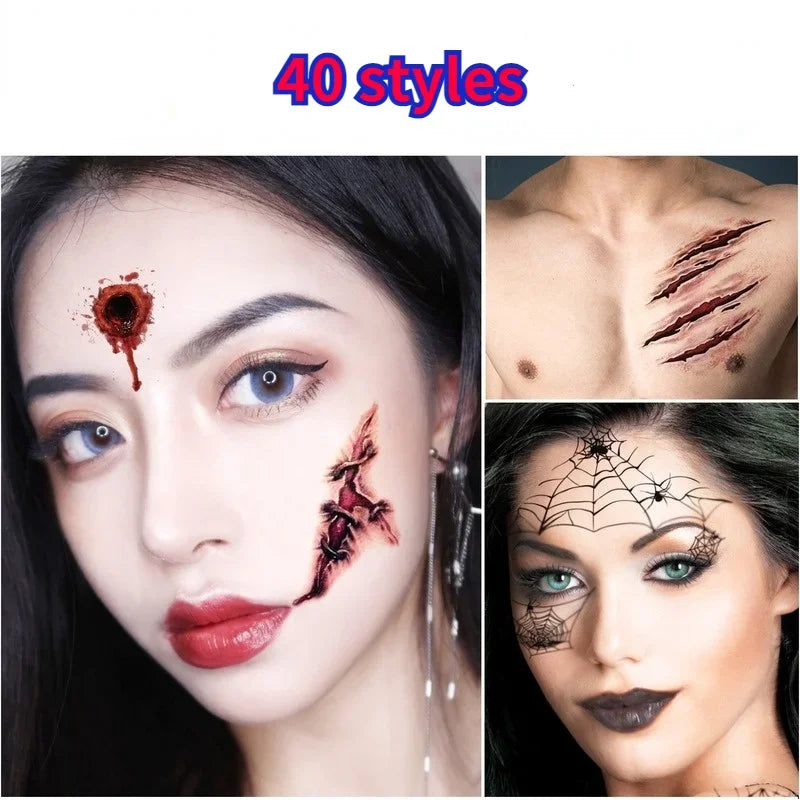 Halloween Scar Spider Temporary Tattoo Stickers – 40 Designs Temporary Tattoo Sticker Nixie