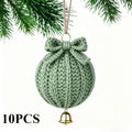 Hand Crochet Christmas Ball Ornaments with Bells – 10 Pcs Christmas Ornament Set Nixie grass green-10pcs Diameter 8cm