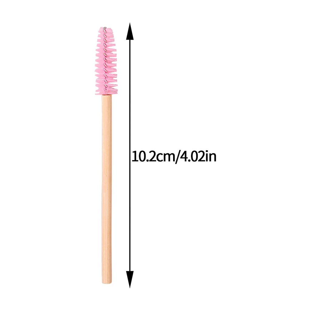 50 Pcs Bamboo Eyelash Brushes – Spiral Lash & Eyebrow Combs Eyelash Brush Set Nixie